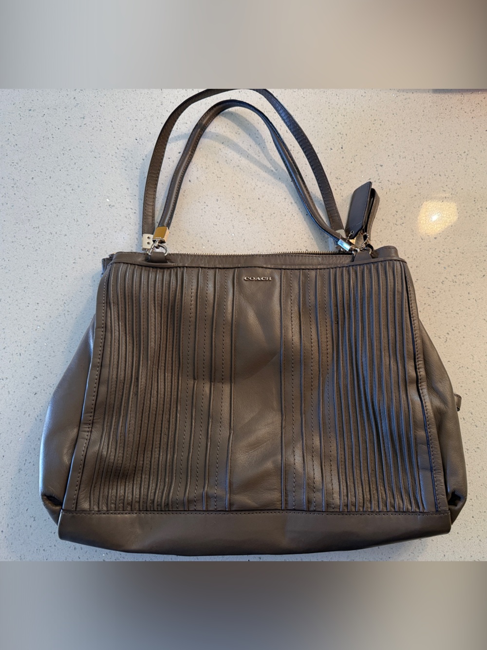 Coach Brown Leather Pleated Satchel